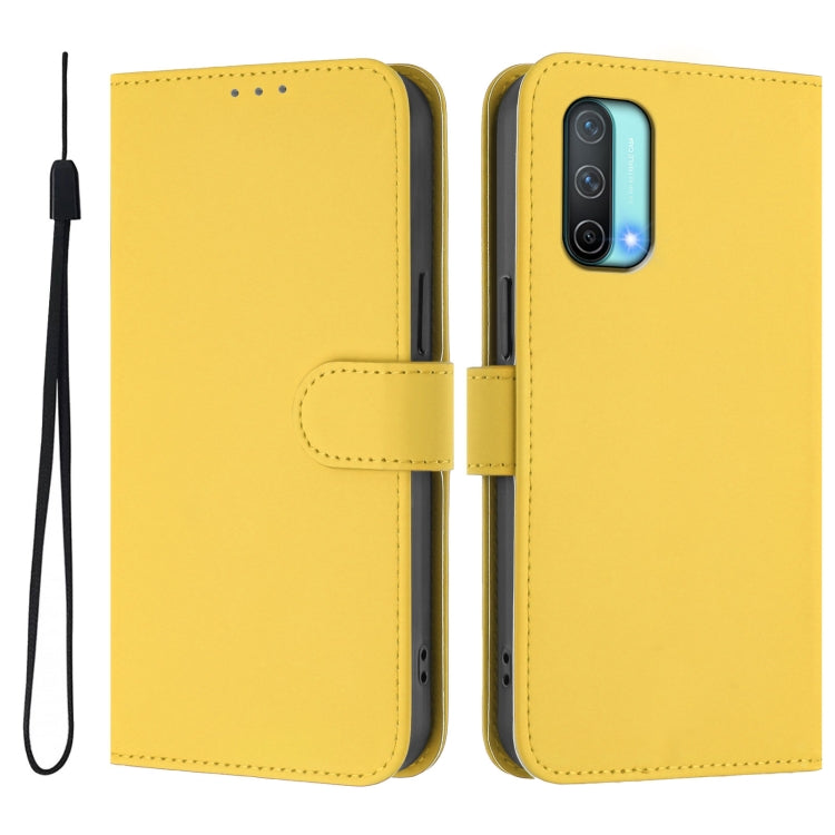 Funda de Cuero con Cordón para OnePlus Nord Ce 5G (Amarillo Limón)