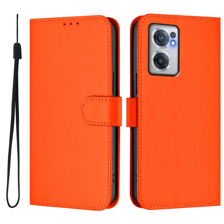 Funda de Piel Sintética con Cordón para OnePlus Nord Ce 2 5G (Naranja)