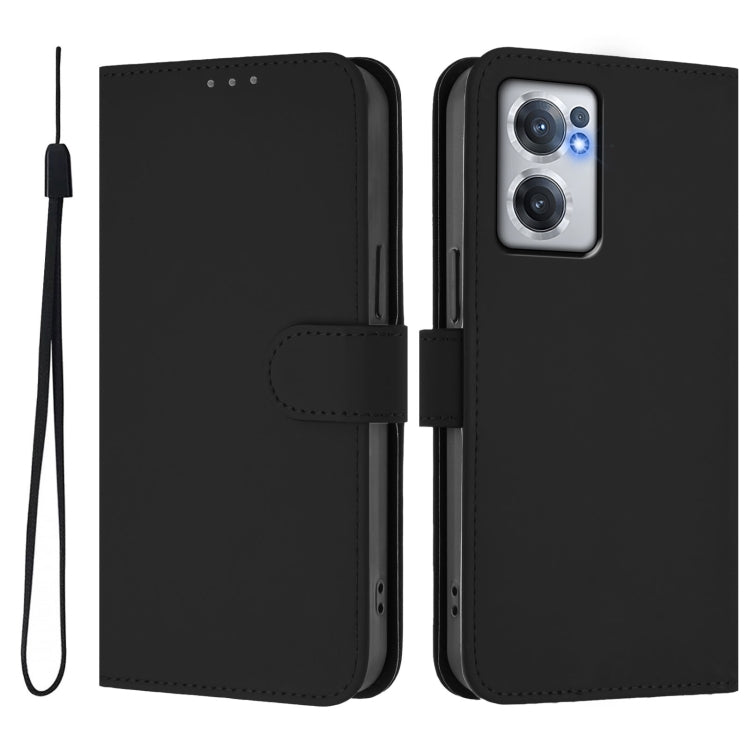 Funda de Piel Sintética con Cordón para OnePlus Nord Ce 2 5G (Negro)