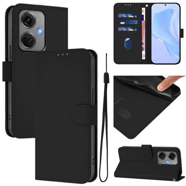 Funda de Cuero con Cordón para OnePlus Nord Ce3 5G con Tacto de Piel de la India (Negro)