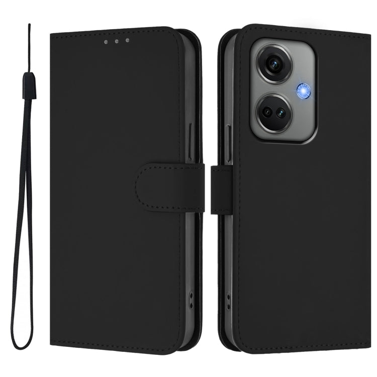 Funda de Cuero con Cordón para OnePlus Nord Ce3 5G con Tacto de Piel de la India (Negro)