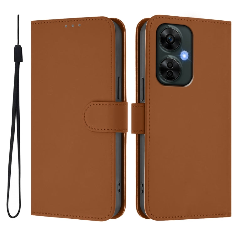 Funda de Cuero Textura Piel para OnePlus Nord CE 3 Lite 5G con Cordón (Marrón)