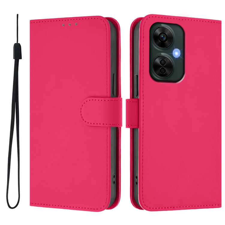 Funda de Cuero con Cordón para OnePlus Nord Ce 3 Lite 5G (Rosa y Rojo)