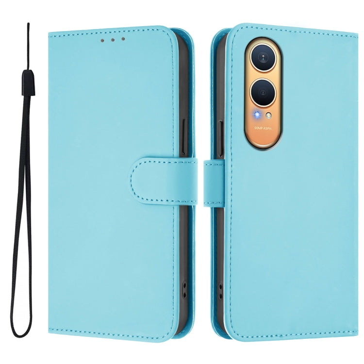 Funda de Cuero con Cordón para OnePlus Nord CE4 Lite 5G con Tacto de Piel (Azul Cielo)