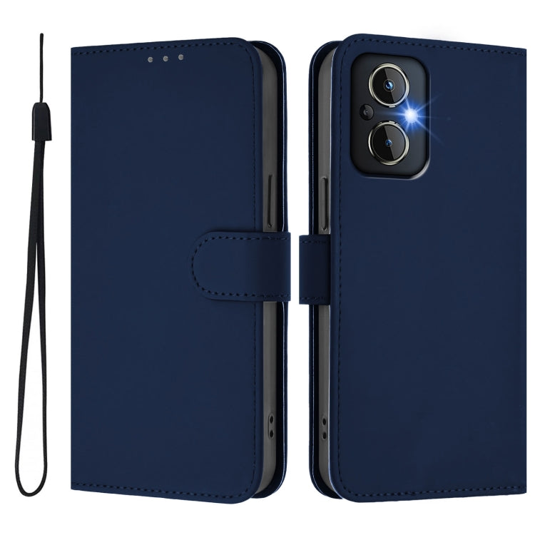 Funda de Cuero para OnePlus Nord N20 5G con Textura de Piel y Cordón (Azul Marino)