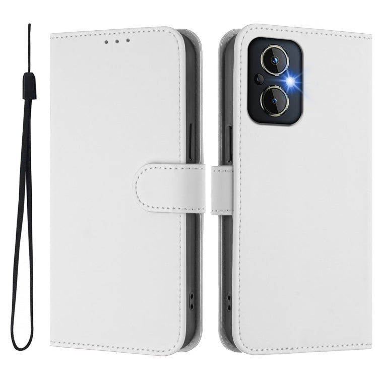 Funda piel sintética con cordón para OnePlus Nord N20 5G con tacto piel (Blanco)