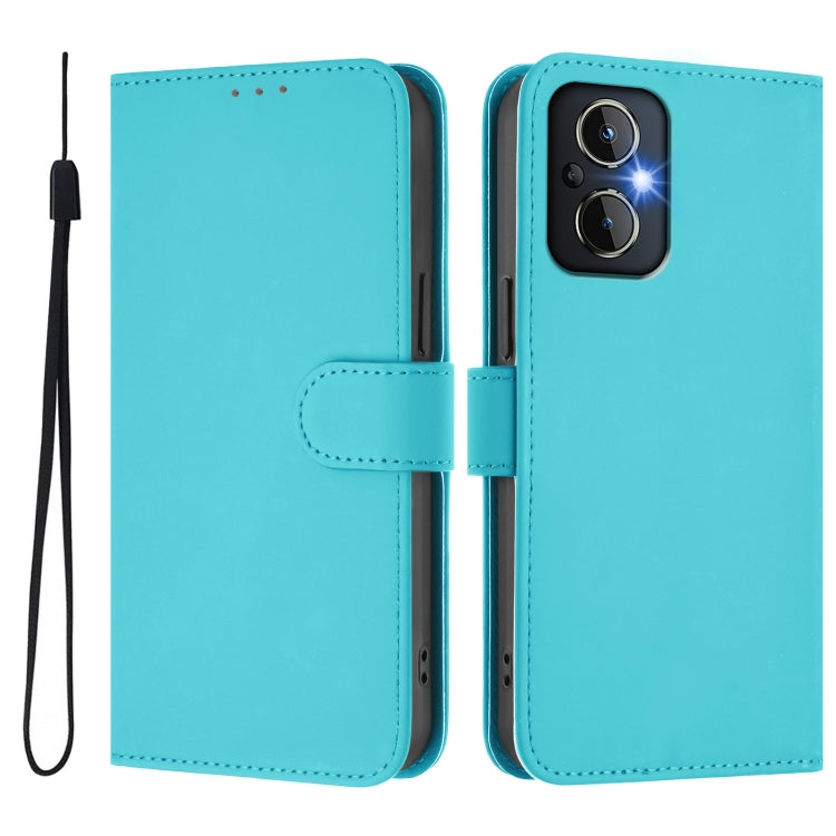 Funda de Piel para OnePlus Nord N20 5G con Textura Liso y Cordón (Azul Lago)