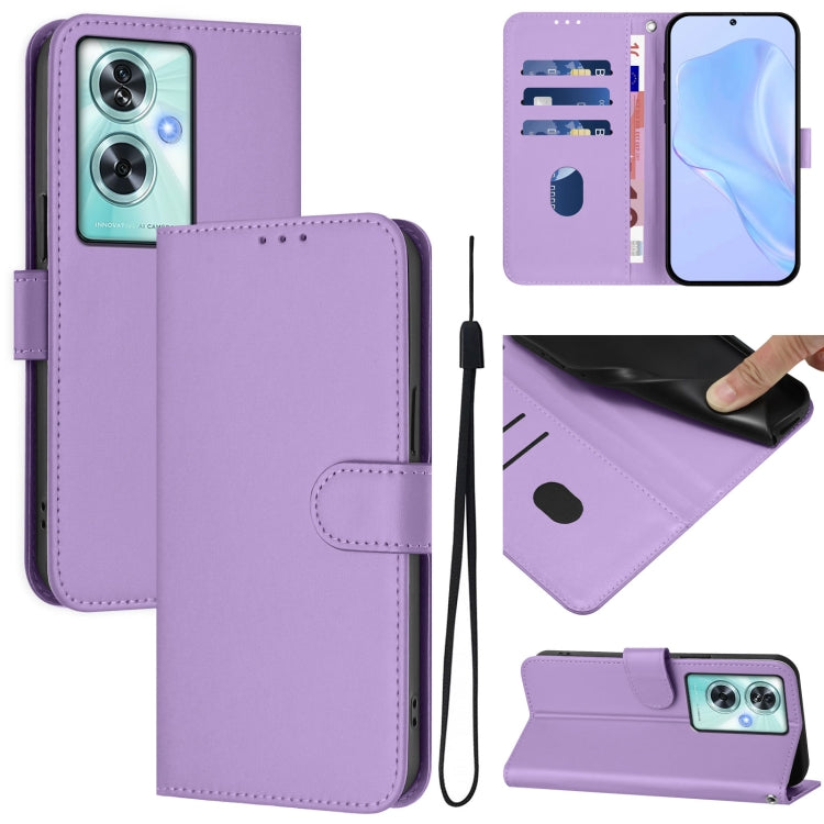 Funda de Cuero con Cordón para OnePlus Nord N30 Se 5G con Tacto de Piel (Morado Lavanda)