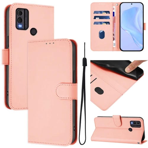 Funda Piel Sintética con Cordón para Nokia C22 (Rosa)