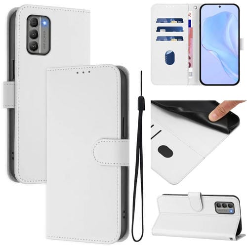 Funda de Piel Sintética con Cordón para Nokia G400 (Blanca)