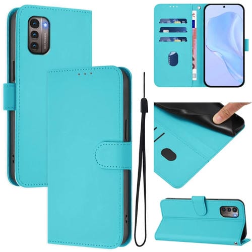 Funda de Piel Sintética con Cordón para Nokia G11 4G y G21 4G (Azul Lago)