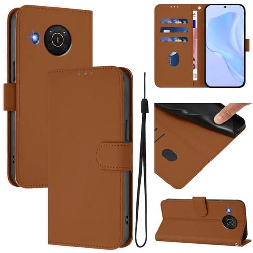 Funda de Piel Sintética con Cordón para Nokia X20/X10 (Marrón)