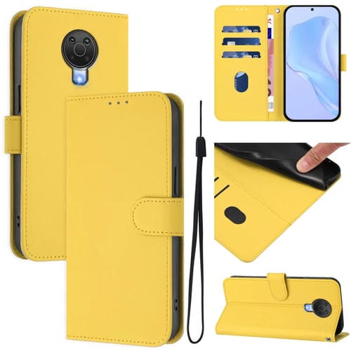 Funda de Piel Sintética con Cordón para Nokia 6.3/G20/G10 (Amarillo Limón)