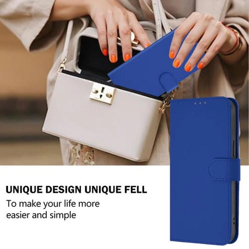 Funda de cuero con textura de piel y cordón para TCL 605/60 SE (azul oscuro)