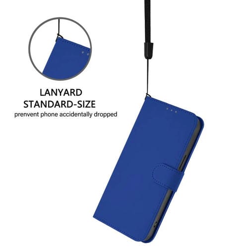 Funda de cuero con textura de piel y cordón para TCL 605/60 SE (azul oscuro)