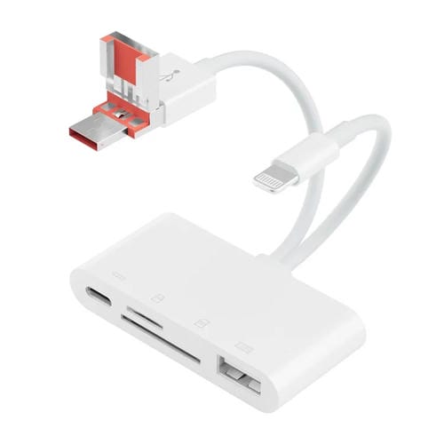 Adaptador Lector de Tarjetas Nk-108Tl Pro USB-C/Tipo-C 8 Pines USB TF SD (Blanco)