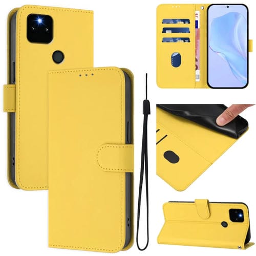 Funda de Piel Google Pixel 5A con Tacto Suave y Color Liso (Amarillo)
