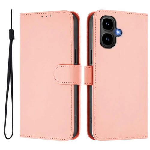 Funda de cuero con textura de piel y cordón para Infinix Smart 10 4G (rosa)