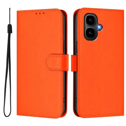Funda de cuero con textura de piel y cordón para Infinix Smart 10 4G (naranja)