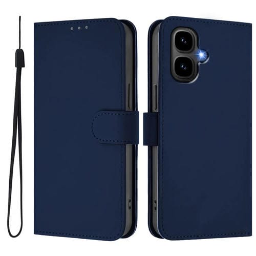 Funda de cuero con textura de piel y cordón para Infinix Smart 10 4G (azul marino)