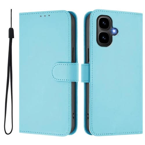 Funda de cuero con textura de piel y cordón para Infinix Smart 10 4G (azul cielo)