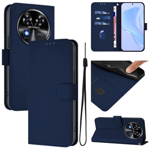 Funda de Piel Sintética con Cordón para Oukitel C37 (Azul Marino)