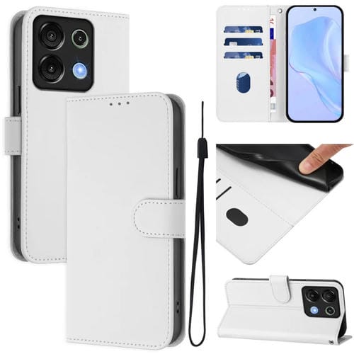 Funda de Piel Sintética con Cordón para Teléfono Umidigi G9 5G (Blanco)