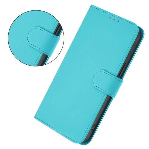 Funda de piel con textura de color liso y cordón para ZTE Blade A52 Lite (azul lago)
