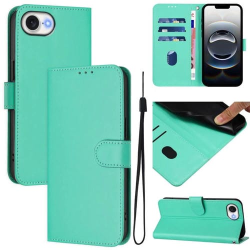 Funda para iPhone 16E Piel Tacto Suave con Cordón (Verde)