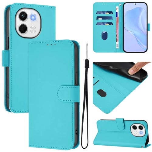 Funda de Piel con Textura y Cordón para Tecno Spark 30 5G y Pova 6 Neo 5G (Azul Lago)
