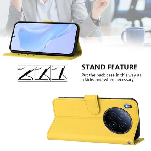 Funda de piel con cordón para Tecno Camon 40 Premier Skin Feel (amarillo limón)