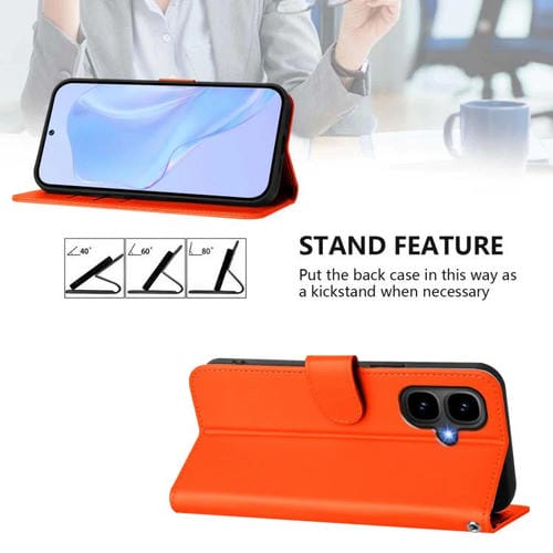 Funda de piel con cordón para Tecno Pop 10, color liso y tacto suave (naranja)