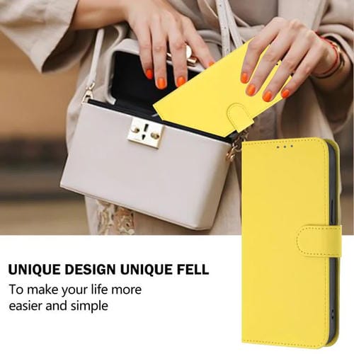Funda de piel con textura de color liso y cordón para Tecno Pop 10 (amarillo limón)