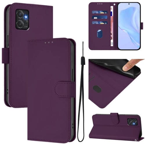 Funda de Piel Sintética con Cordón para Motorola Moto G Power 5G (Violeta)