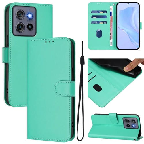 Funda de Piel Sintética con Cordón para Motorola Edge 50 Neo Skin Feel (Verde)