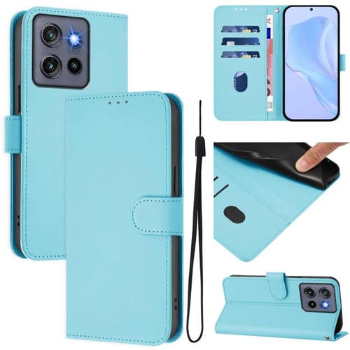 Funda de Piel Sintética con Cordón para Motorola Moto G Stylus 5G (2025) (Azul Cielo)