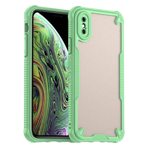 Funda híbrida TPU y PC para iPhone Xs Protección Glaseada (Verde)