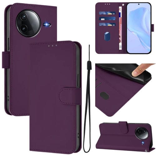 Funda de Piel Sintética con Cordón para Redmi K80/K80 Pro (Color Sólido) (Violeta)