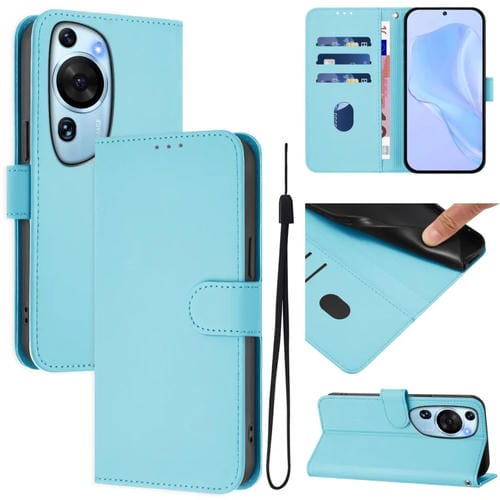 Funda de Cuero con Cordón para Huawei P60 Art Skin Feel (Azul Cielo)