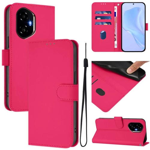 Funda de Cuero con Textura de Piel y Cordón para Honor 300 (Rosa)