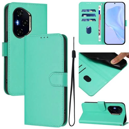Funda de Cuero con Textura de Piel y Cordón para Honor 300 Pro/300 Ultra (Verde)