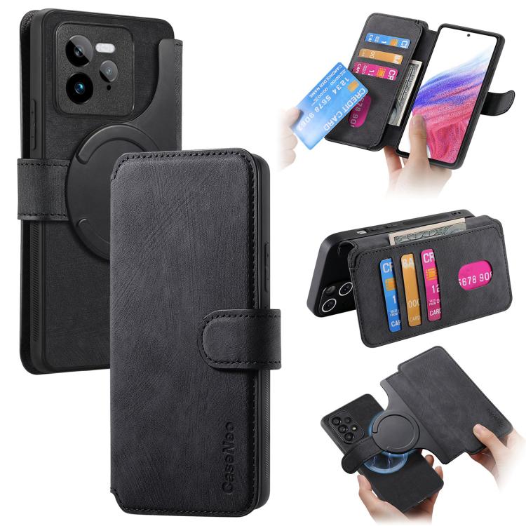 Funda Neo Magsafe Rfid Antirrobo de Cuero Retro para Realme Gt7 Pro (Negra)