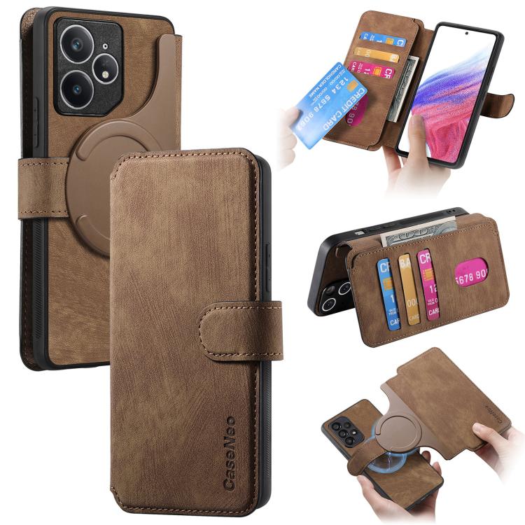Funda de Cuero Retro Antirrobo con Rfid Magsafe para Realme Neo7 (Marrón)