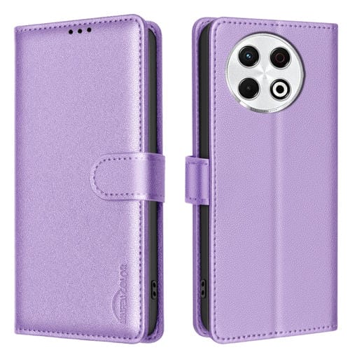 Funda de Cuero Antirrobo RFID con Textura Litchi para Tecno Spark 30 Pro 4G (Morado)