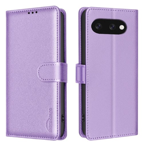 Funda de Cuero Antirrobo Rfid con Textura de Lichi para Google Pixel 9A (Morado)