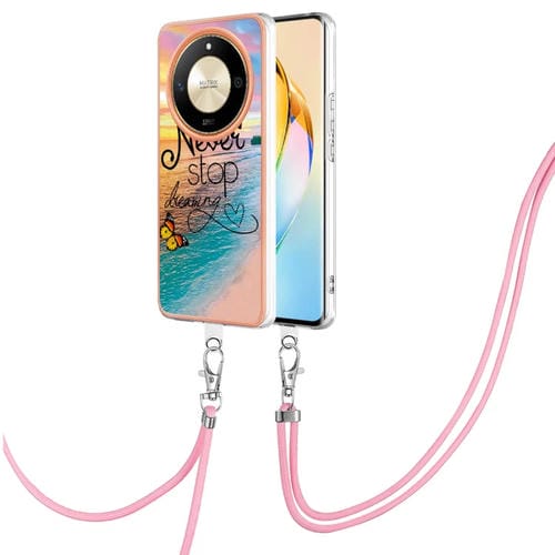 Funda TPU a Prueba de Golpes con Patrón Galvanoplastia IMD para Honor X9B con Cordón (Mariposa Persiguiendo Sueños)