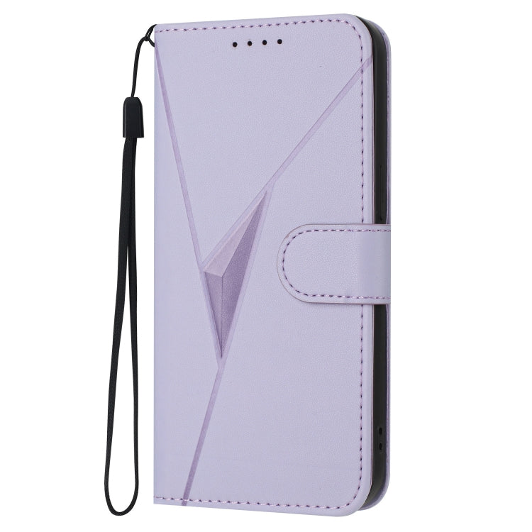 Funda de Cuero con Cierre de Hebilla y Diseño Triangular para OnePlus 12 (Morado Claro)