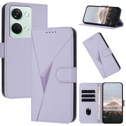 Funda de Cuero con Cierre de Hebilla y Diseño Triangular para OnePlus Nord 3 (Morado Claro)