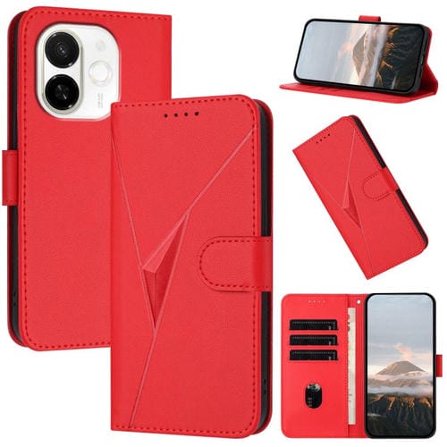 Funda de Cuero con Hebilla Triangular para Tecno Spark 30C 5G y Pop 9 5G (Roja)