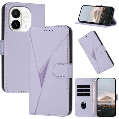 Funda de Cuero con Hebilla Triangular para Tecno Spark 30C 5G y Pop 9 5G (Morado Claro)